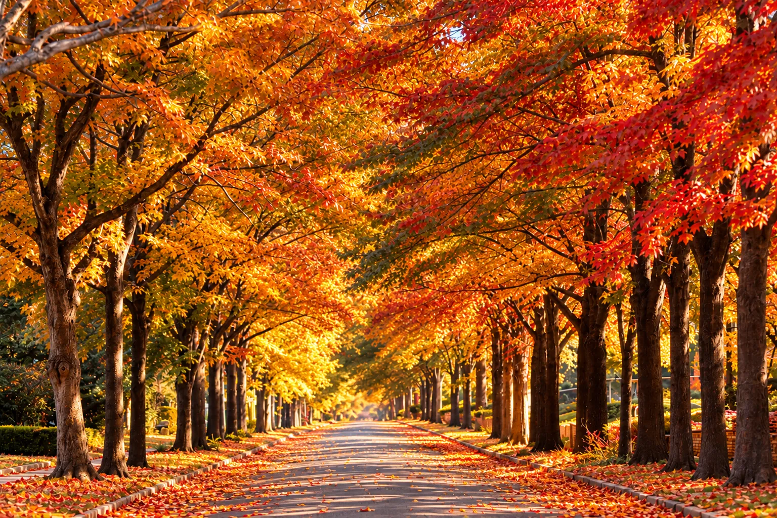 Franklin Boulevard in Ohio City surrounded by brilliant Cleveland fall color