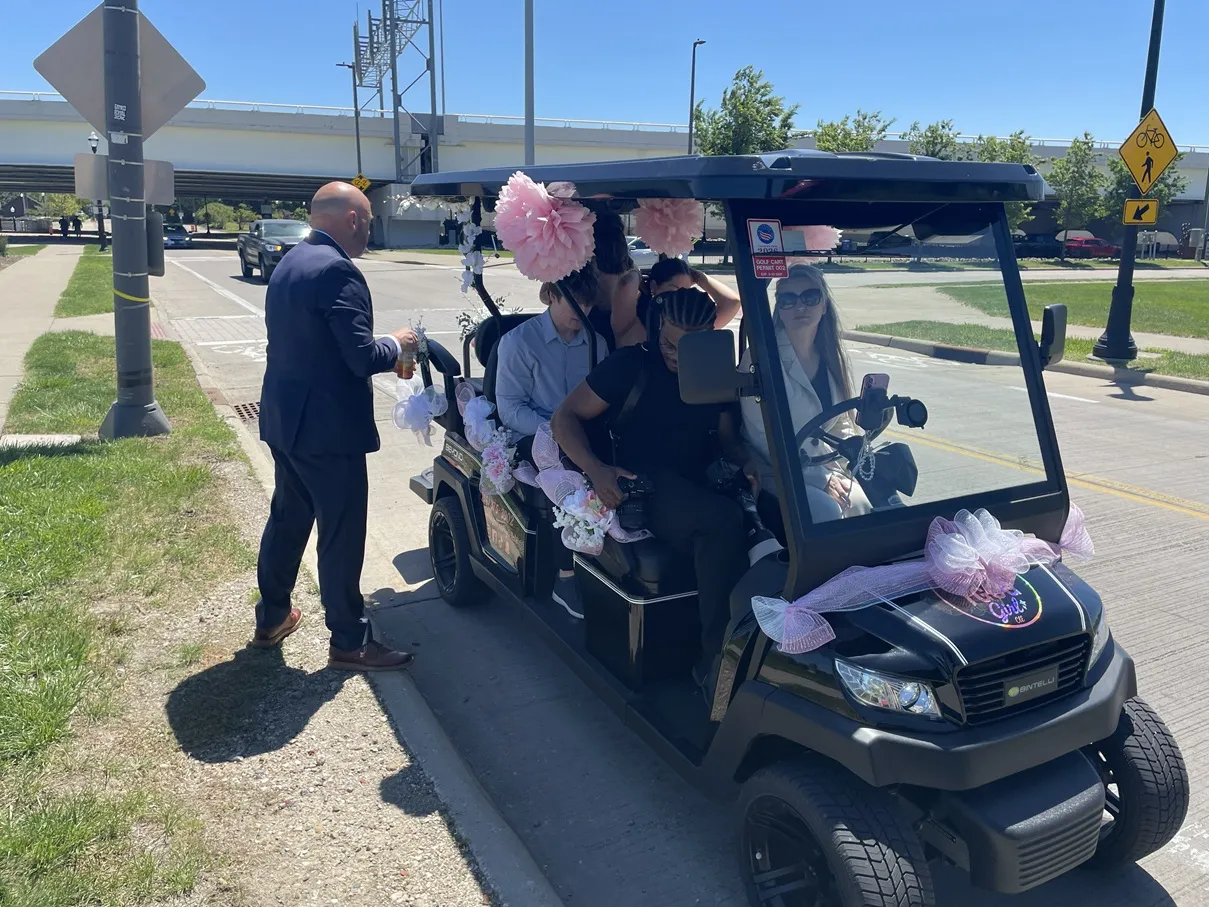 A wedding cart service moment with The Golf Cart Girl-CLE.