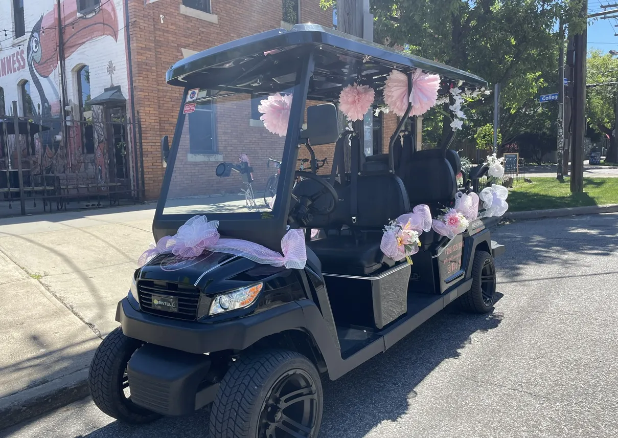 A wedding guest ride moment with The Golf Cart Girl-CLE.