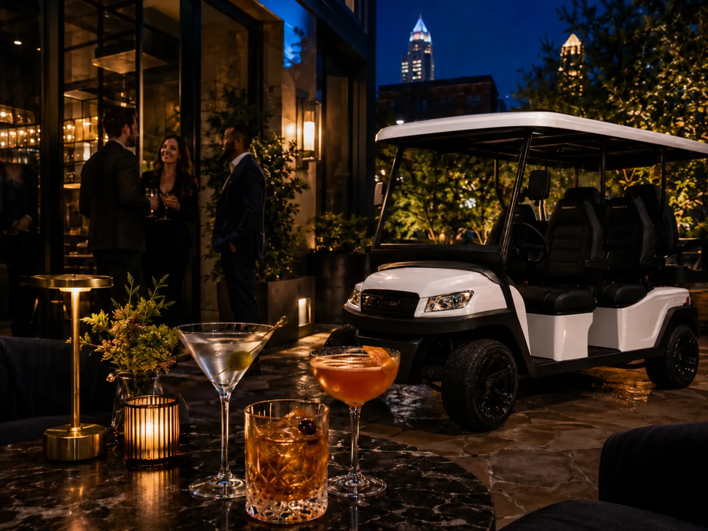 Cocktail lounge golf cart experience in Cleveland